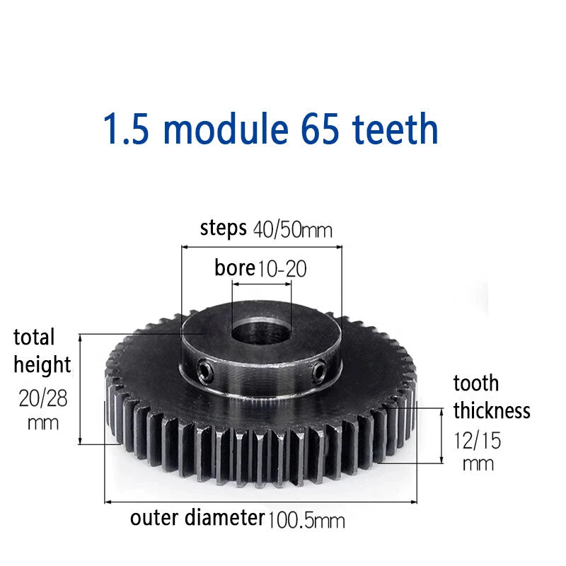 Mod 1.5 Steel Pinion Gear Spur Gears 15-80 Teeth 5-30mm Bore With Screw Hardened