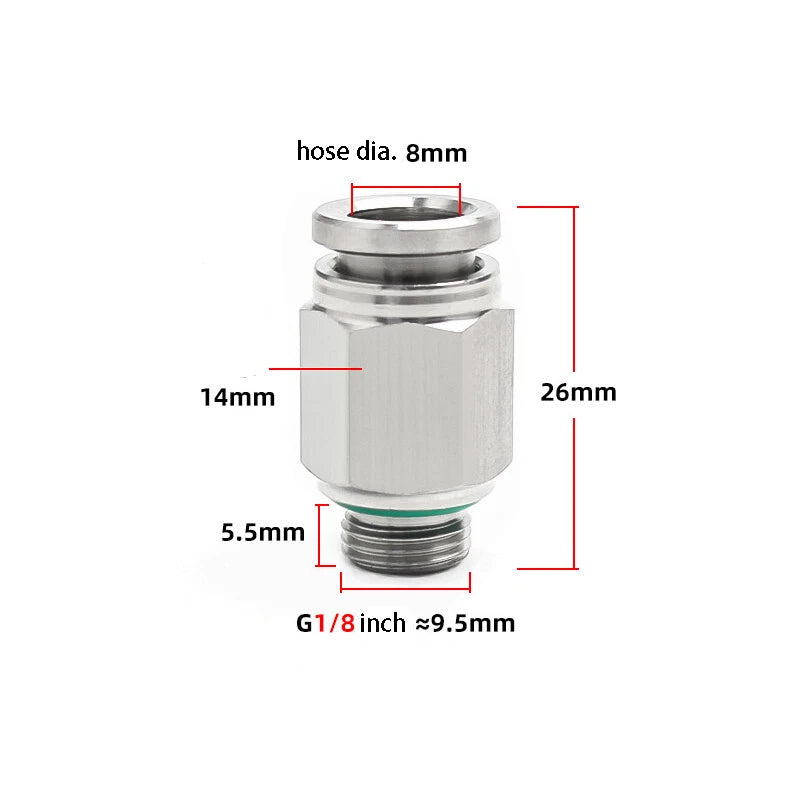 304 Stainless Steel Compression Fitting Female Straight Coupling Connector