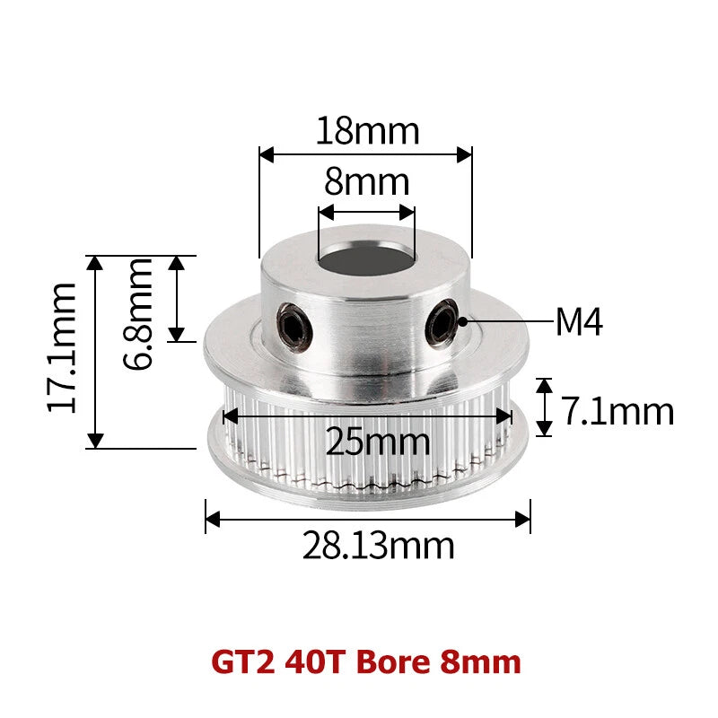 2GT 16T-40T Timing Belt Pulley Synchronous Aluminium 3D Printer Extruder Gear