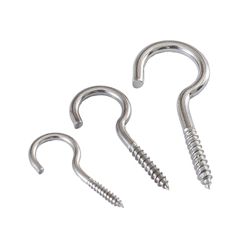 Stainless Steel A2 Screw Eye Hooks & Hook Screws — Self-Tapping, M3–M8