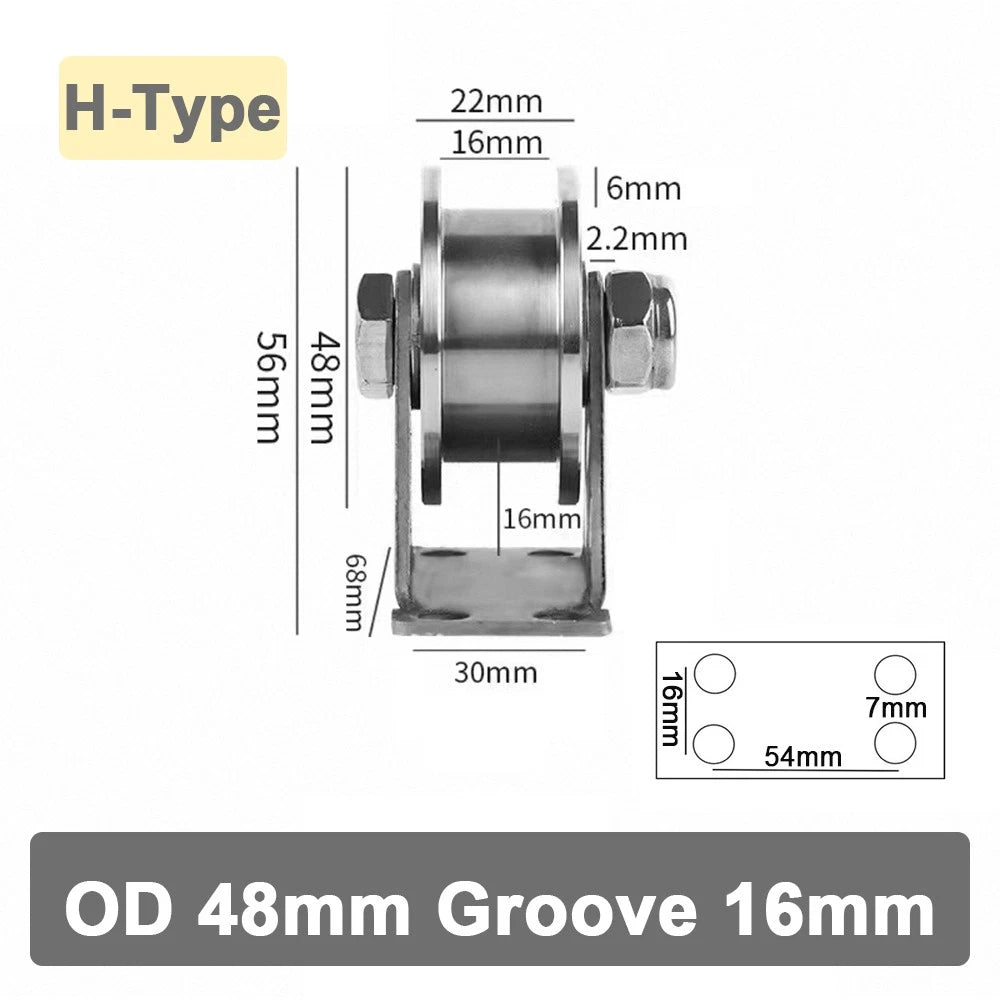 Stainless Steel Pulley U V H Groove Shape Roller Wheels Idler Pulley Wheel Large