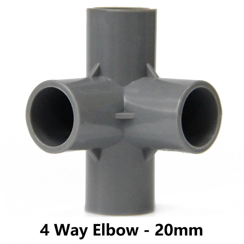 PVC 3 4 5 6-Way Elbow Connector Coupling Pipe Fittings Dia 20 25 32 40 50mm Grey
