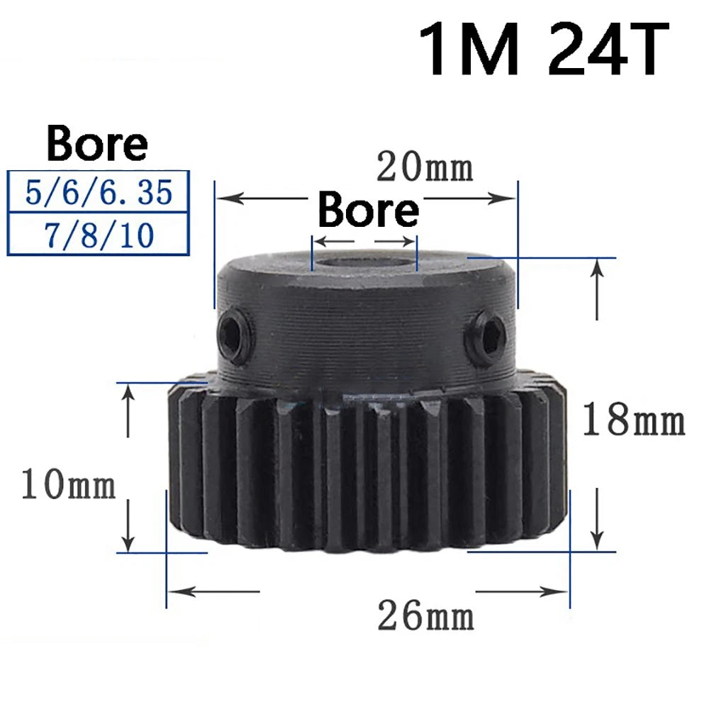 1 Mod 10T-100T Precision Spur Pinion Gear With Step 45# Steel Motor Gear x 1Pcs