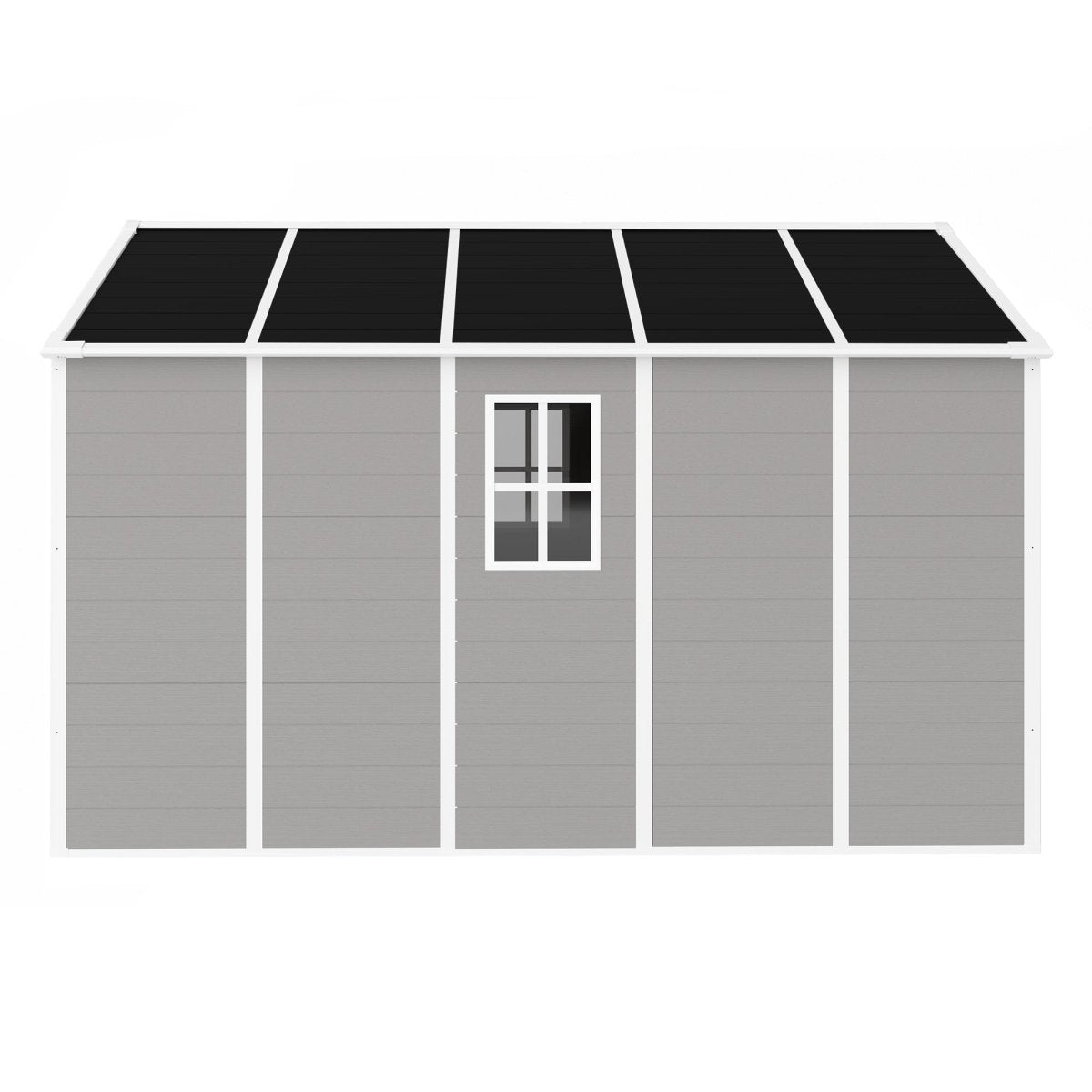 8*10 ft Resin Storage Shed, High Quality Pp Material, Strong Structure, Waterproof, Rust And Uv Proof, Large Storage Space, 12mm Thick Pp Board, Hd Window Lighting - HomeDIYer