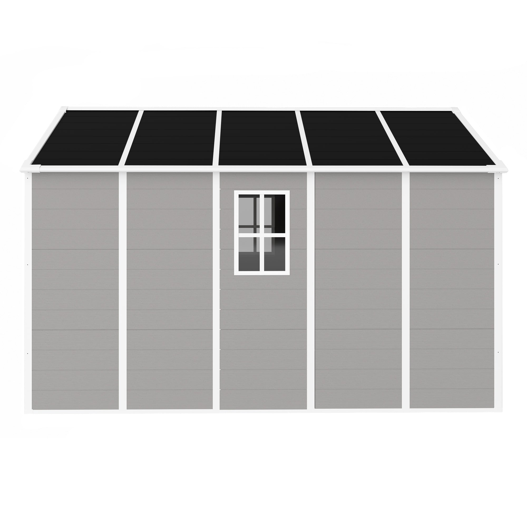 8*10 ft Resin Storage Shed, High Quality Pp Material, Strong Structure, Waterproof, Rust And Uv Proof, Large Storage Space, 12mm Thick Pp Board, Hd Window Lighting
