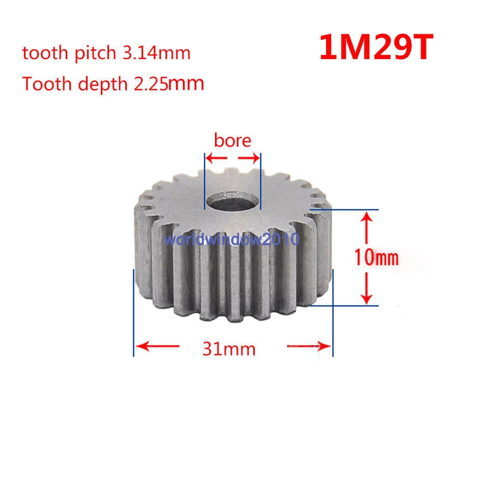 45# Steel Spur Gear 1M12T-1M100T Metal Mod 1 Pinion Gear 12-100 Tooth Moter Gear