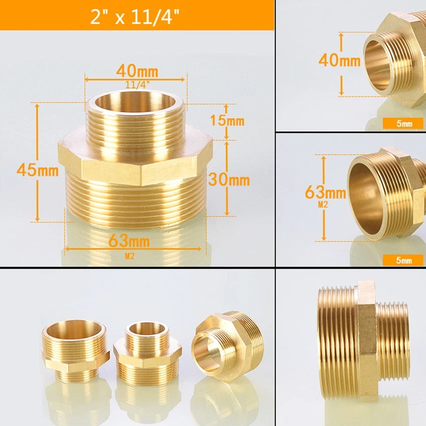 BSP Male Thread Reducer Nipple — Brass Pipe Fitting Connector Adapter