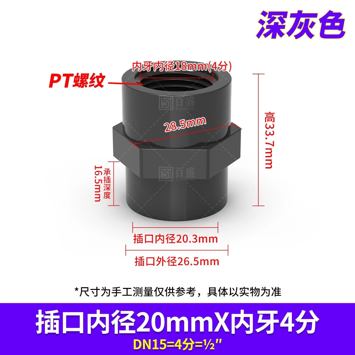 PVC Metric Plumbing Fittings Pipe Straight Threaded Male & Female Connector