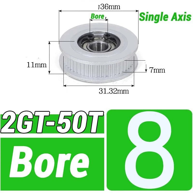 GT2 Timing Belt Pulley 16-100 Teeth 6-10mm Teeth Width Bore 3mm-25mm For 3D