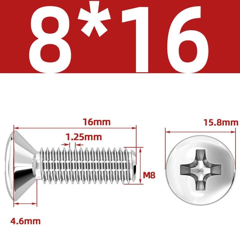 Phillips Oval Head Machine Screws Stainless Steel — M1.6 to M10, All Sizes - HomeDIYer