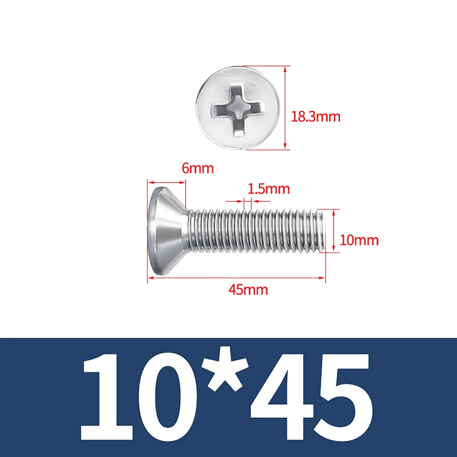 M3–M10 Phillips Countersunk Machine Screws – A2 Stainless Steel, Flat Head, Fully Threaded (3–100mm Overall Length)
