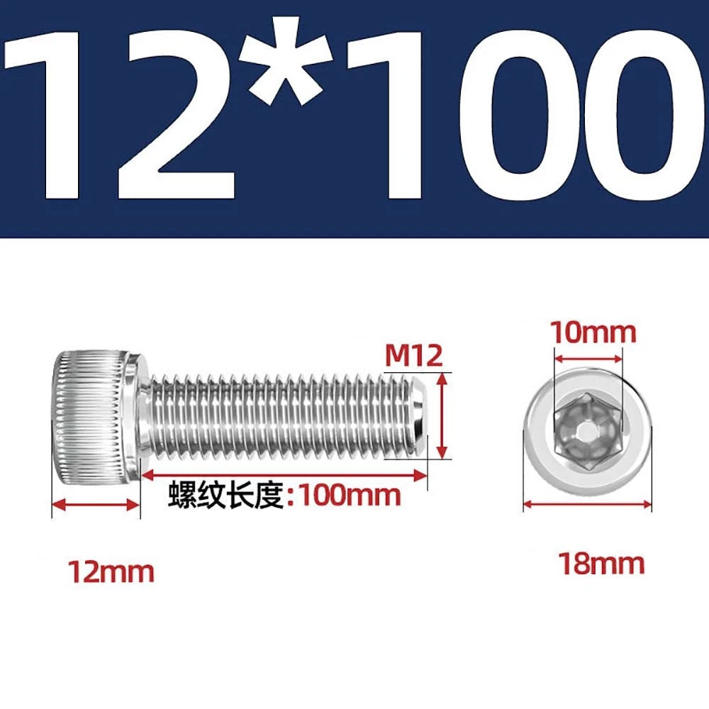 Socket Head Cap Screws – A2 Stainless Steel, M6 to M24, Hex Drive (DIN 912)