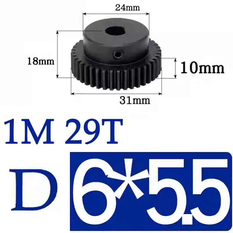 Spur Gears 1 Mod Transmission Gear With Step 45# Steel Pinion Motor Gear 10T~29T