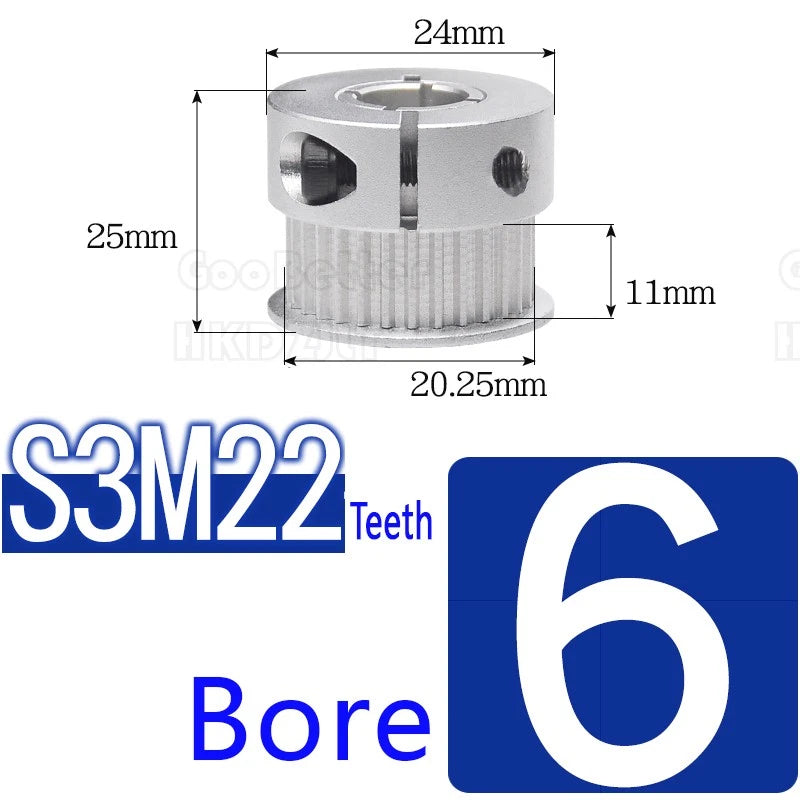 S3M Timing Pulley Belt Synchronous Wheel Gear 3D Printer Bore 5-15mm 20-28 Teeth