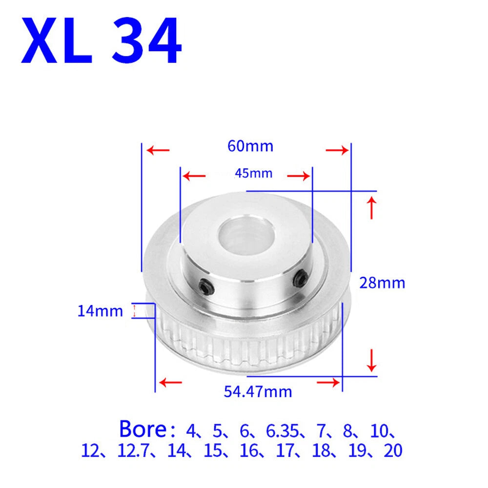 XL 15T-60T Timing Belt Pulley Pitch 5.08mm With Keyway Drive Pulleys Width 14mm