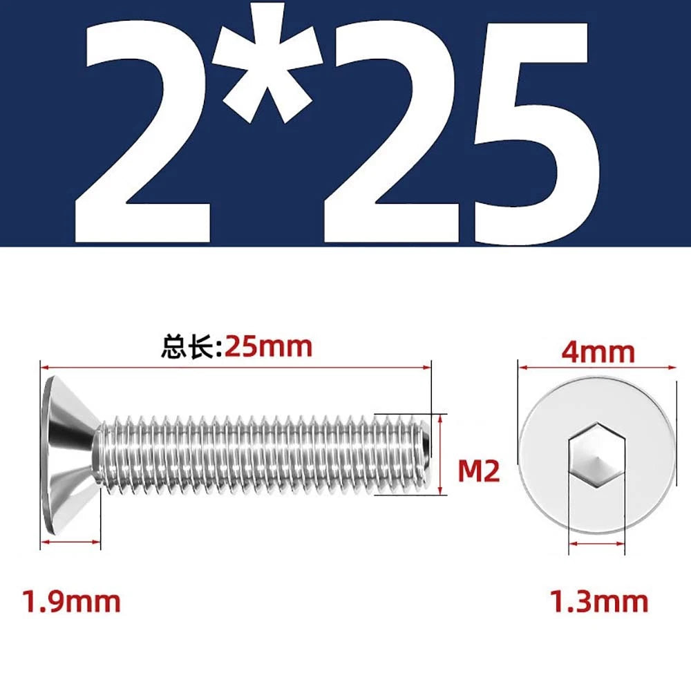 Countersunk Hex Socket Screws – A2 Stainless Steel, M2 to M16, DIN 7991, Fully Threaded
