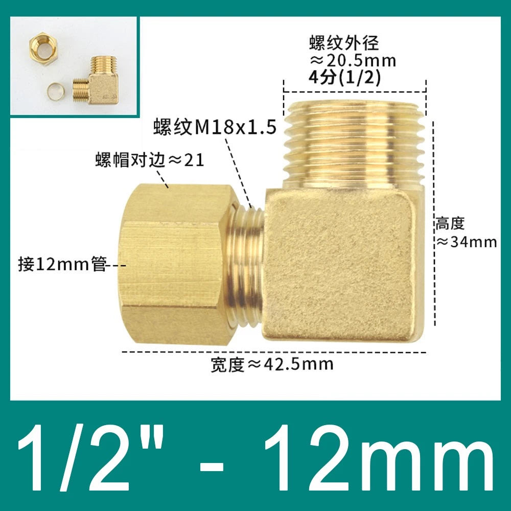 Brass Compression 90° Elbow Fittings for 6–12mm Copper Tube | Ferrule Connector