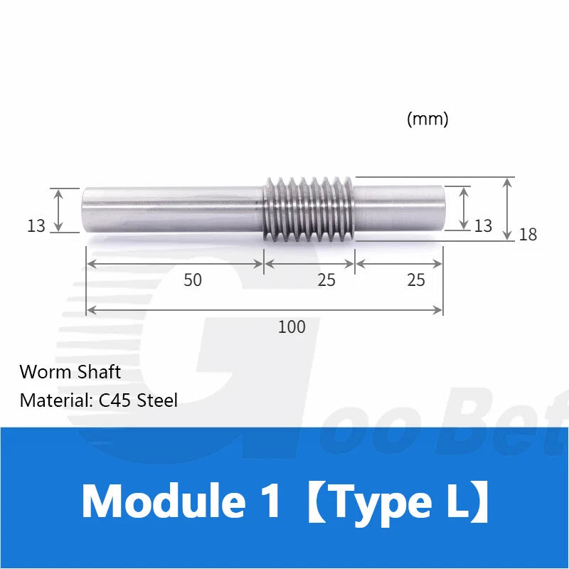 Module 1 Metal Worm Shaft Worm Gear Wheel C45 Steel 15 20/25/30/35/40/50/60Tooth