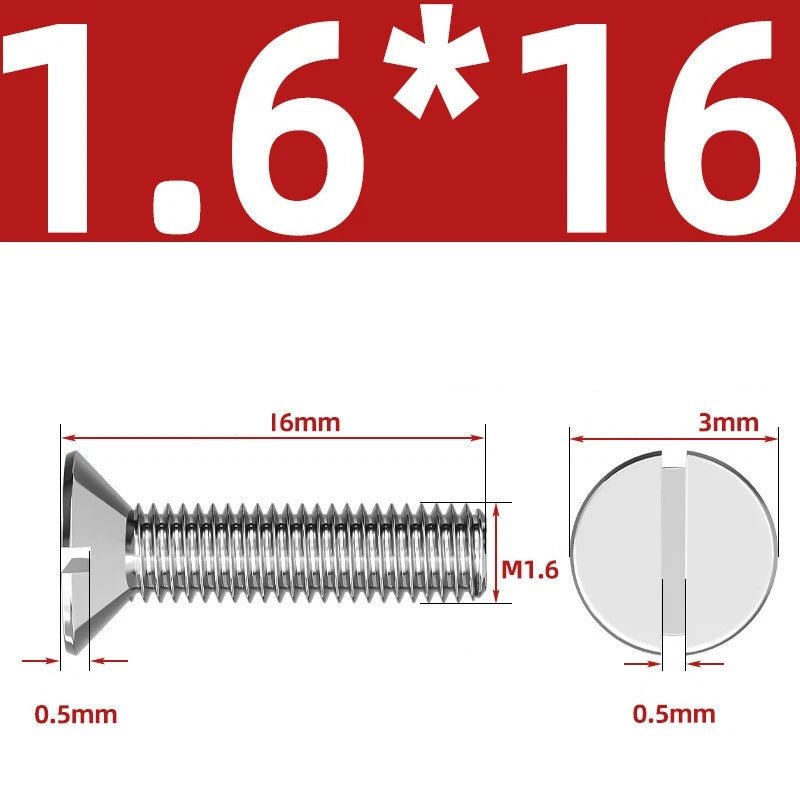 A2 Stainless Steel Slotted Countersunk Machine Screws — M1.6 to M10, Flat Head CSK Bolts - HomeDIYer