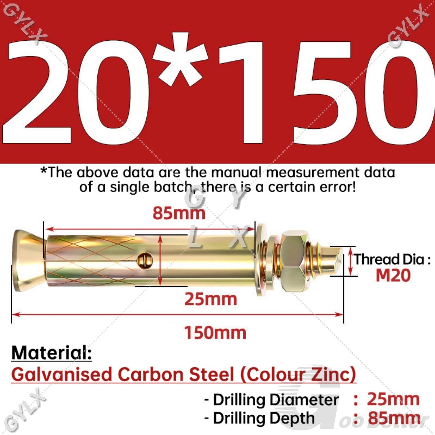 Concrete Expansion Bolts Wall Anchor Screws — M6 to M20 | Stainless Steel & Zinc Plated