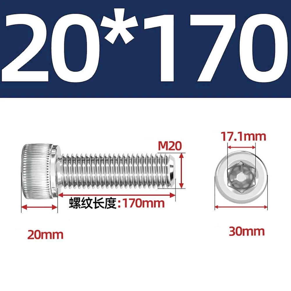 Socket Head Cap Screws – A2 Stainless Steel, M6 to M24, Hex Drive (DIN 912)
