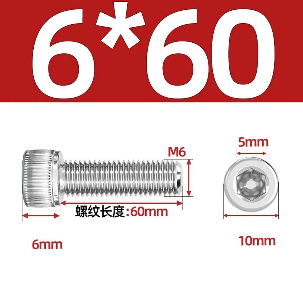 Socket Head Cap Screws – A2 Stainless Steel, M6 to M24, Hex Drive (DIN 912)