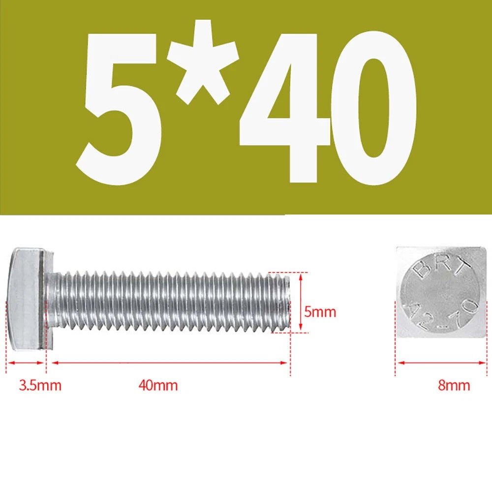 M4 M5 M6 M8 Square Head Bolts Full Thread 304 Stainless Steel — 12 to 80mm - HomeDIYer