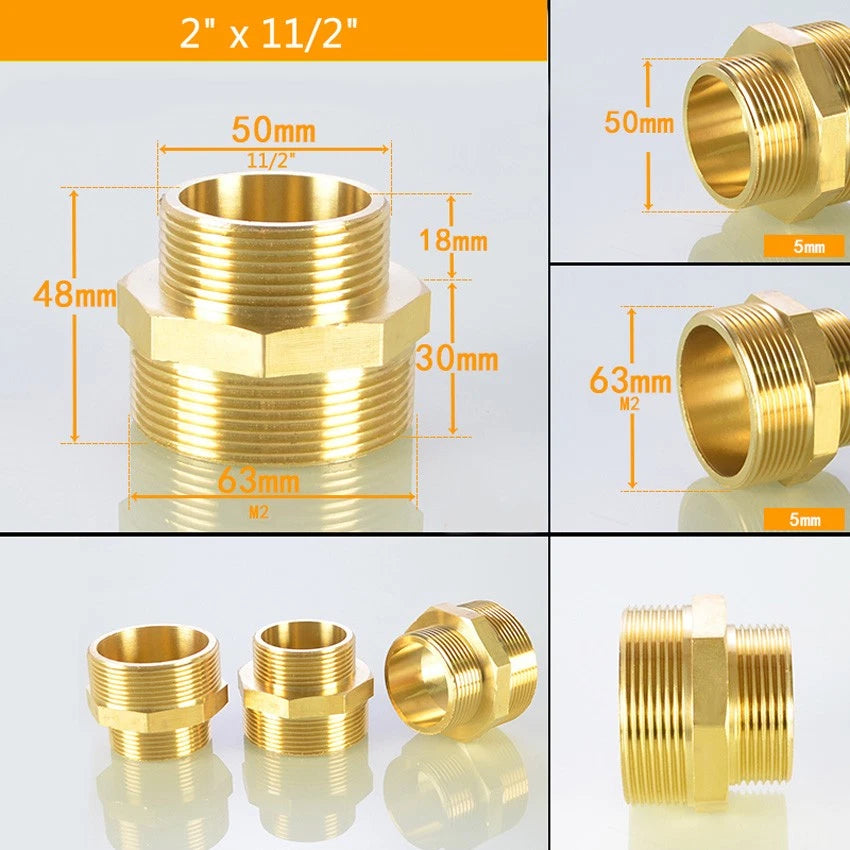 BSP Male Thread Reducer Nipple — Brass Pipe Fitting Connector Adapter