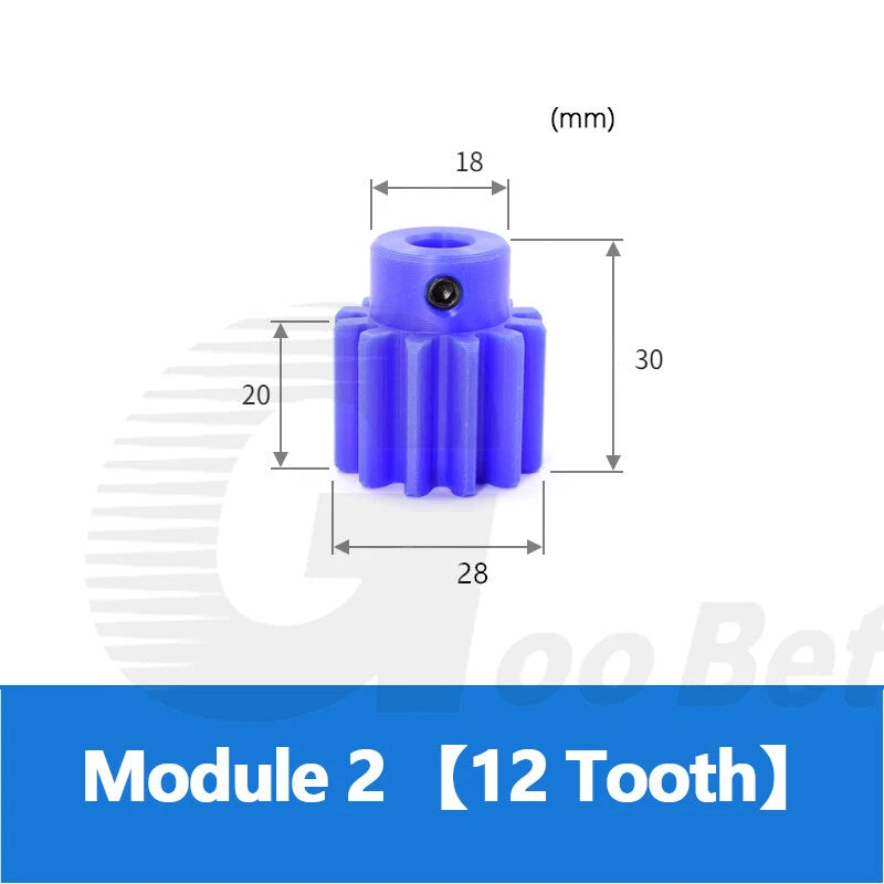 Nylon Mod 2 Spur Gear 12-30 Tooth with Step Pinion Motor Gear Bore 8mm-25mm Blue