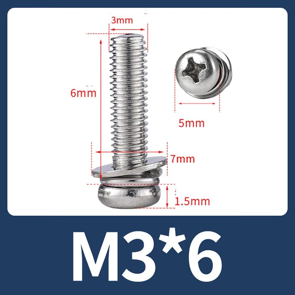M2–M10 Phillips Button Head Machine Screws — 304 Stainless Steel - HomeDIYer