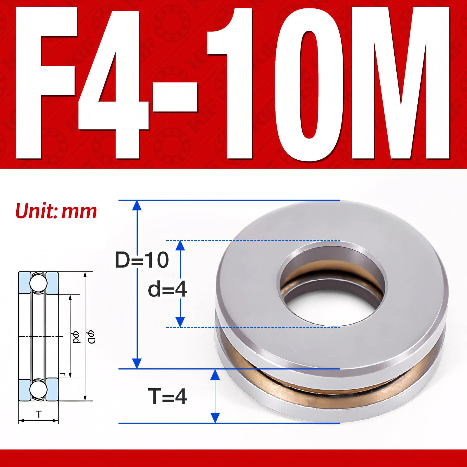 Plane Axial Ball Bearing Thrust Bearings F2-6M - F13-22M- 51100 - 51413 Series