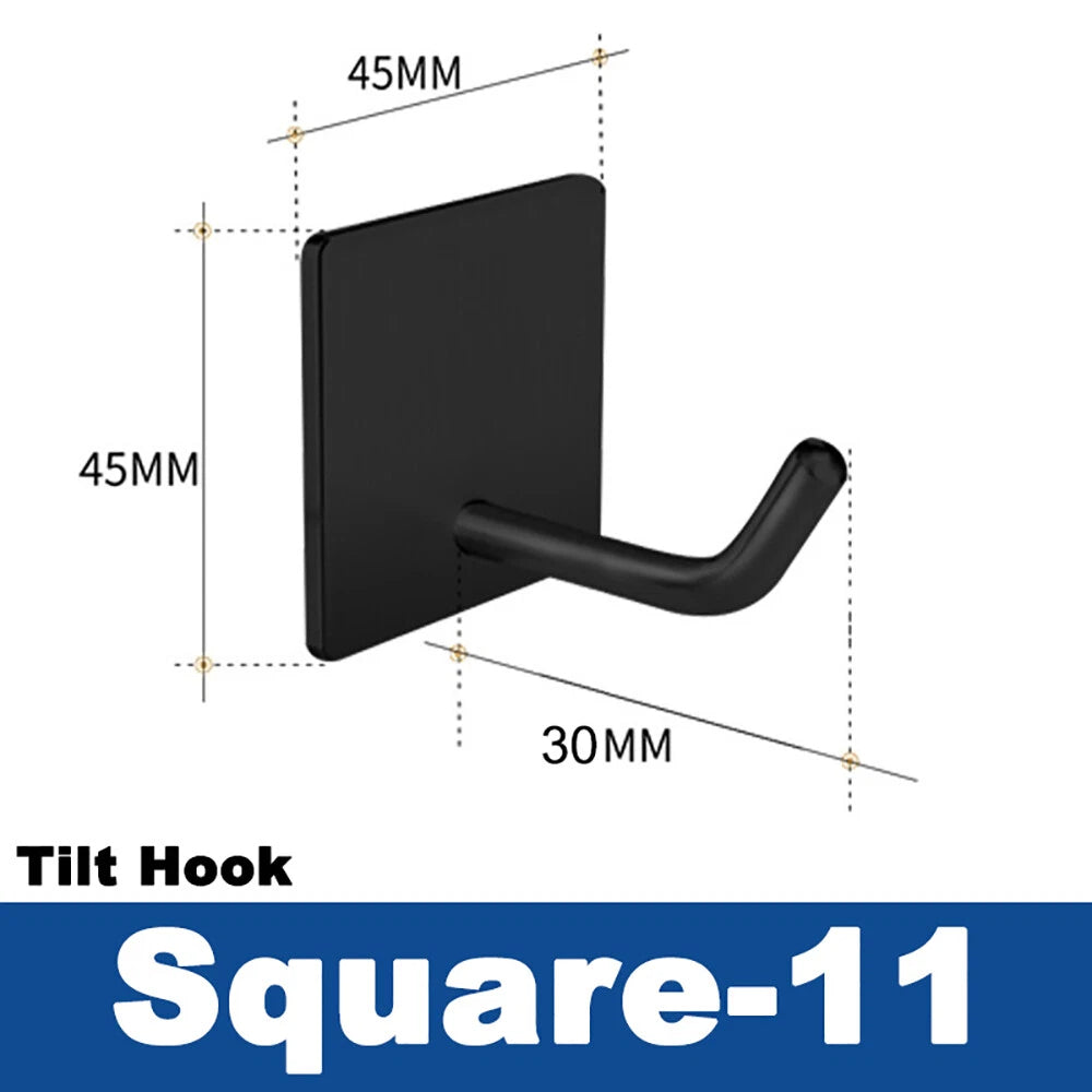 Stainless Steel Black Sticky Hooks Wall Mounted Self Adhesive Hook Round/Square