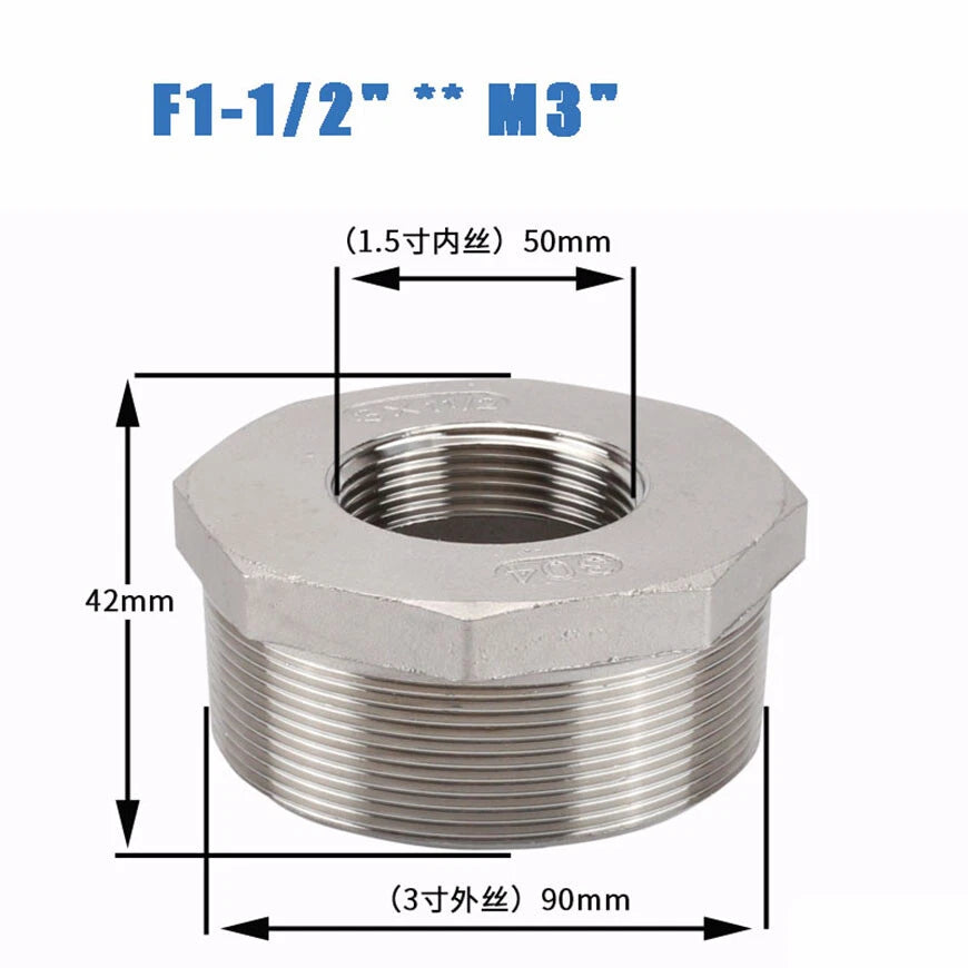 BSP Male to Female Reducing Bush — Stainless Steel Pipe Fitting Adapter