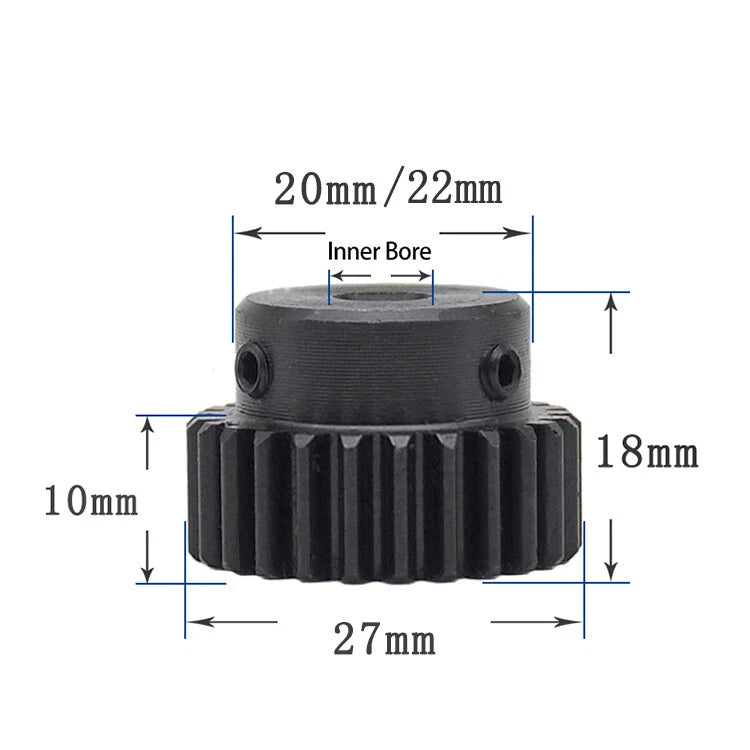 Mod 1 Steel 45# Spur Pinion Gear 10-39 Teeth Motor Gear 4-20mm Bore With Screw