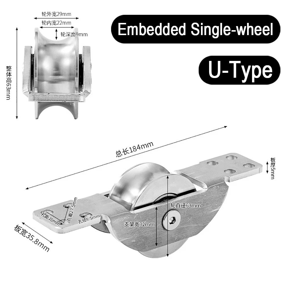 Stainless Steel Pulley Groove 22mm Sliding Door Roller Runner Wheel Track Pulley