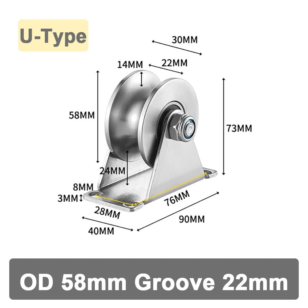 Stainless Steel Pulley U V H Groove Shape Roller Wheels Idler Pulley Wheel Large