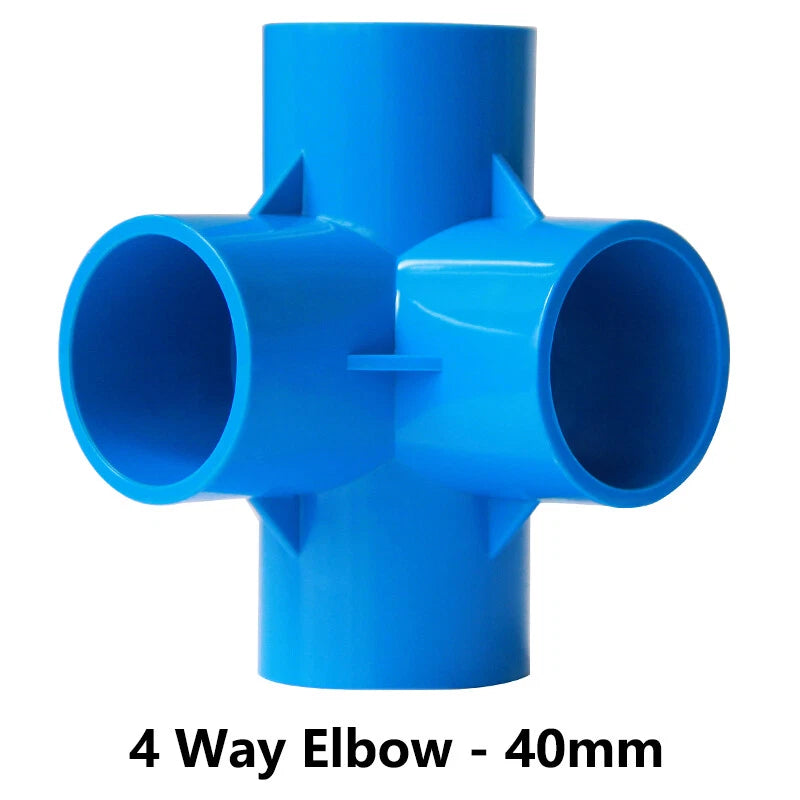 PVC 3 4 5 6-Way Elbow Connector Coupling Pipe Fittings Dia 20 25 32 40 50mm Blue