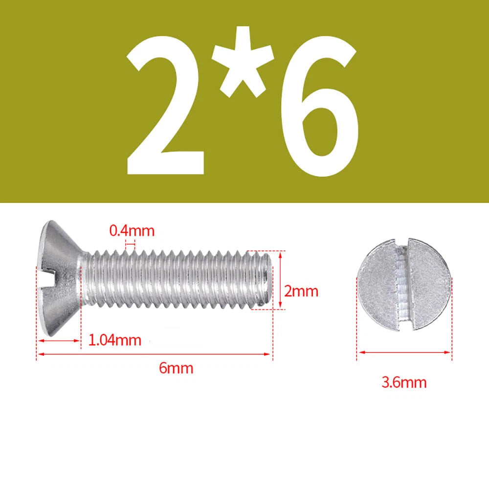 M1.6–M8 A2 Stainless Steel Flat Head Slotted Machine Screws | Countersunk Bolts
