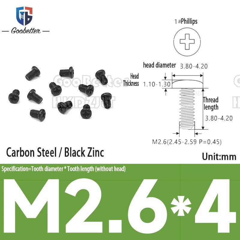 Round Head Machine Screws M2 M2.5 M2.6 | Carbon Steel & Stainless | 100–500 PCS - HomeDIYer
