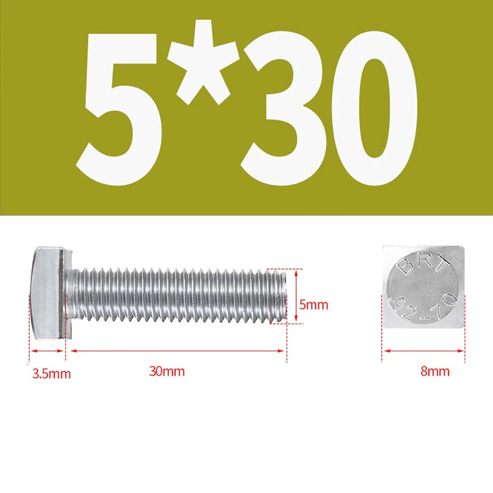 M4 M5 Small Head Square Bolt — 304 Stainless Steel, Multiple Lengths