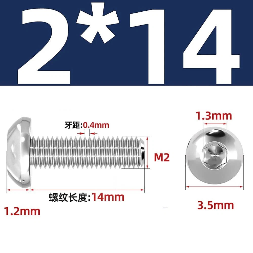 M1.6–M5 A2 Stainless Steel Button Head Socket Cap Screws – Round Pan Head, Hex Drive, Fully Threaded