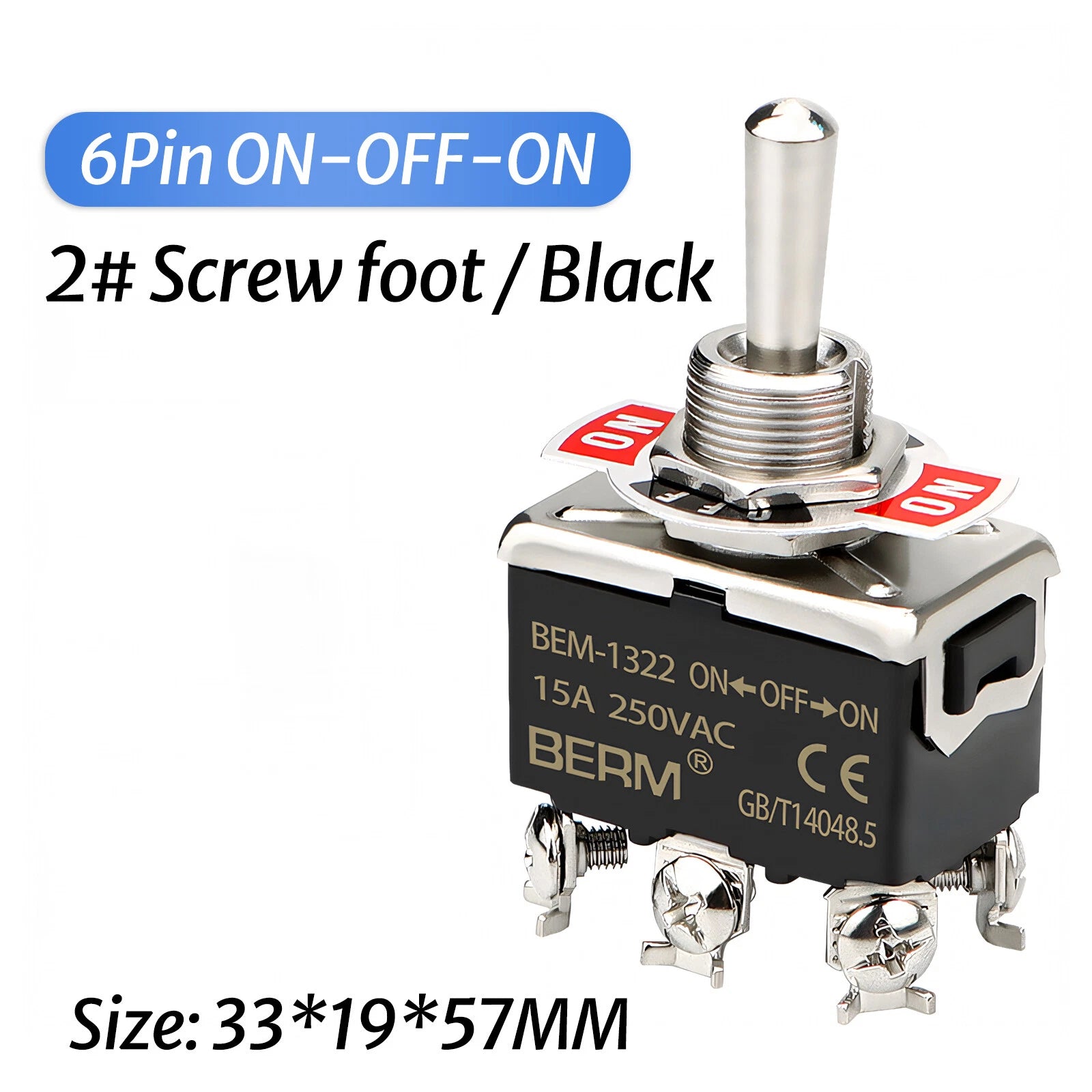 Waterproof Heavy Duty Toggle Switch ON-OFF / ON-OFF-ON | 2–6 Pin | 15A 250V