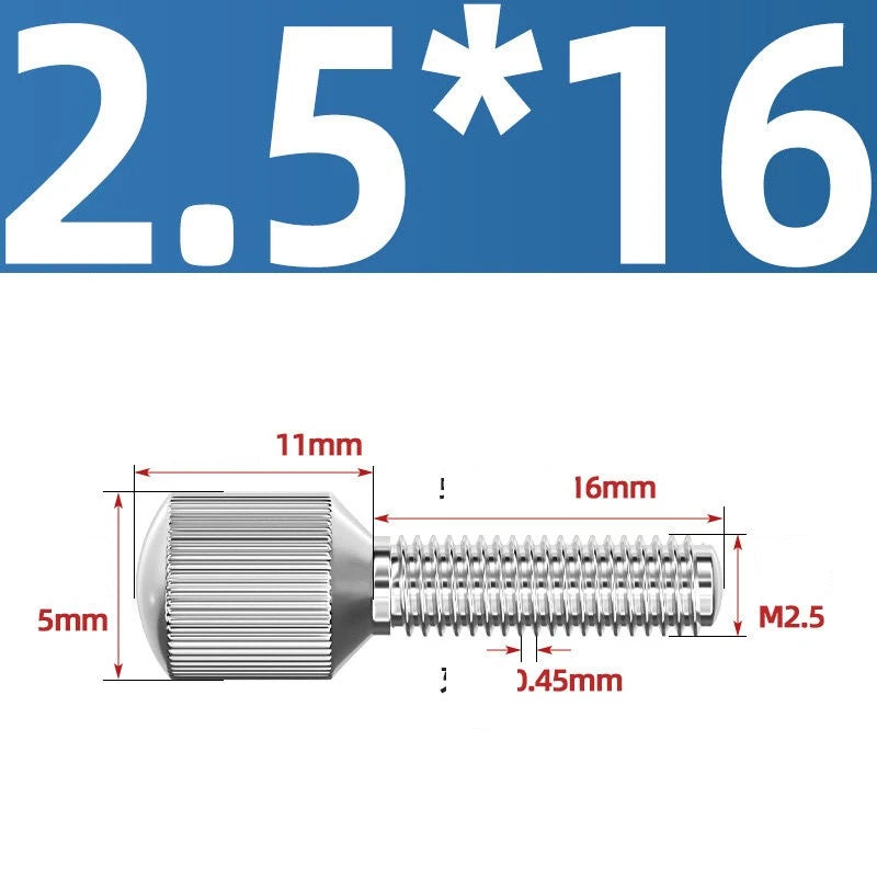 Knurled Thumb Screws – 304 Stainless Steel Small Head Thumbscrew Bolts M2–M8