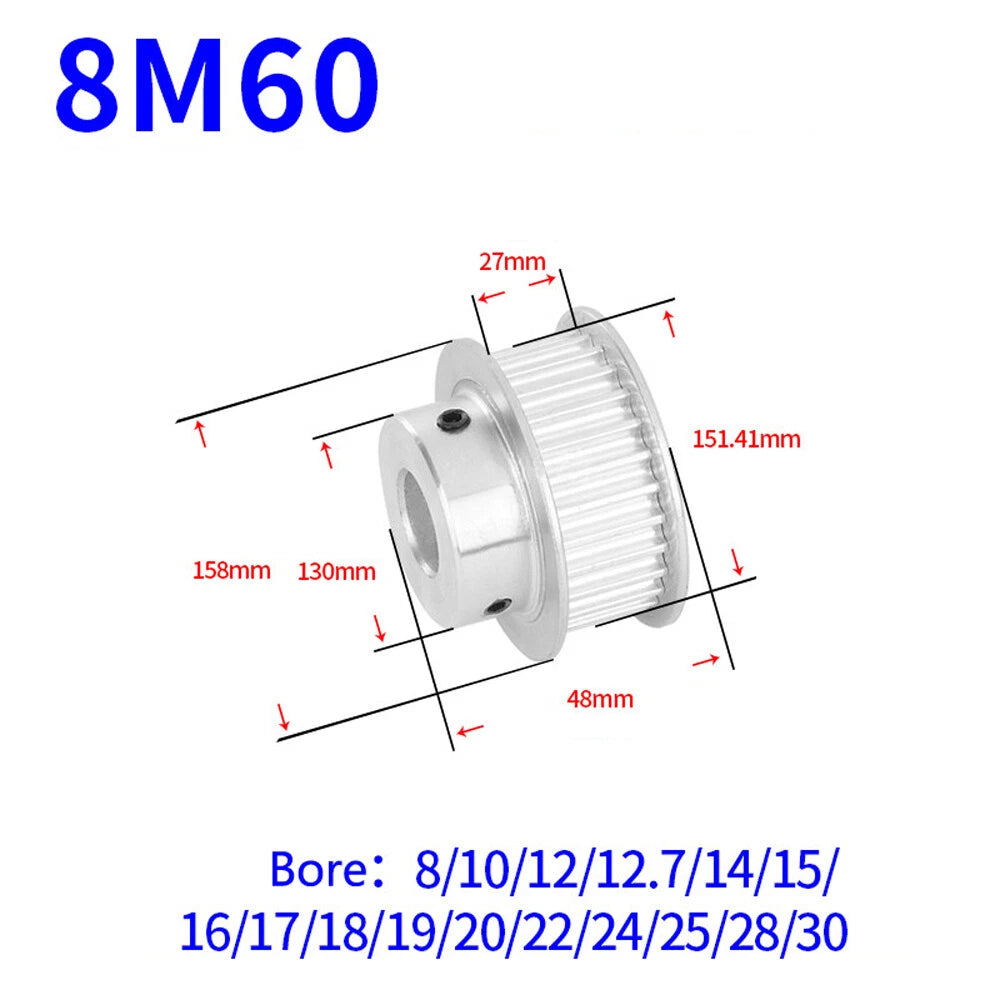 HTD-8M 12-60T Timing Belt Pulleys Pitch 8mm BF-type Synchronous Wheel Width 27mm
