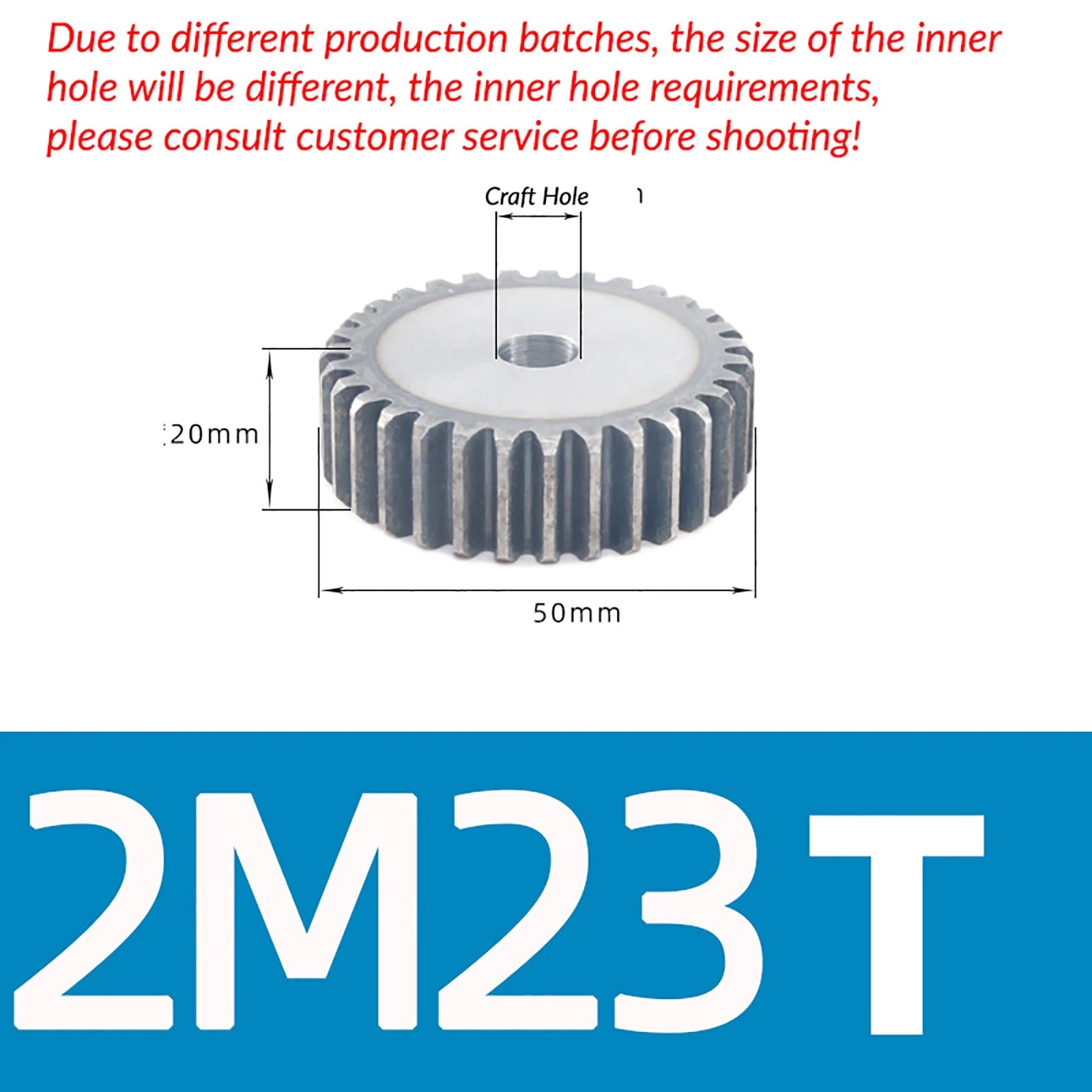 Mod 2 45# Steel Spur Gears Pinion Gear Thickn 20mm 10T - 100T Transmission Gear