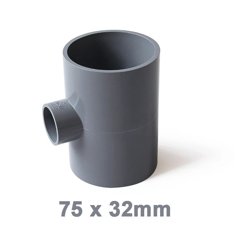 PVC Reducing Tee Pipe & Fittings Solvent Weld Pressure Adapter Connector Grey