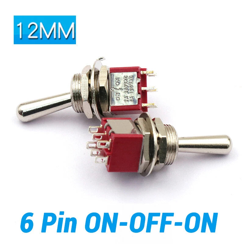 Mini Toggle Switch ON-ON ON-OFF-ON ON-NC Solder Lug 3 6 9 12 Pin | Self-Locking & Momentary