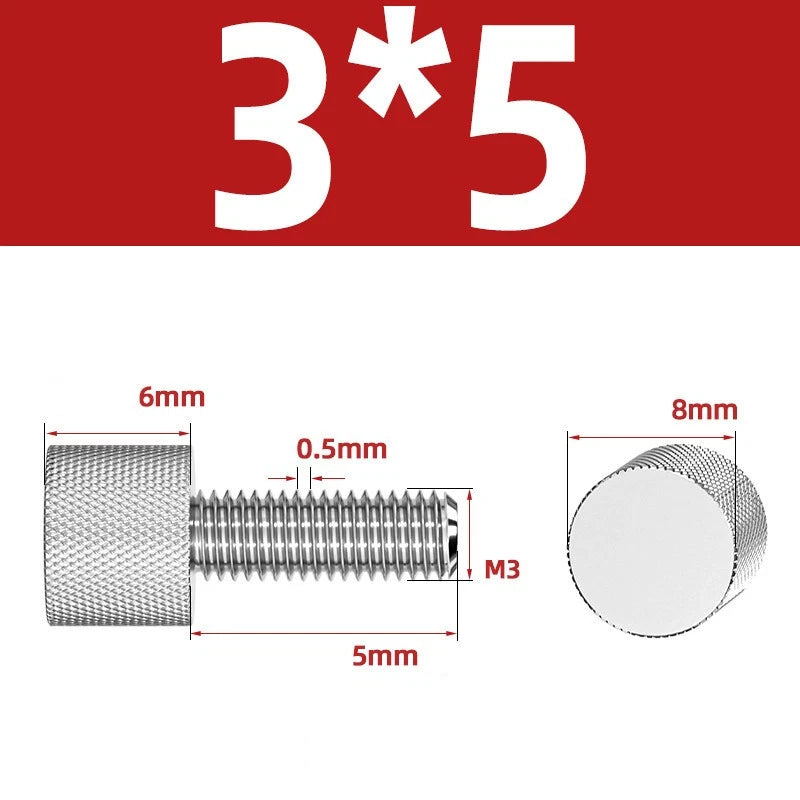 Knurled Thumb Screws A2 Stainless Steel — Flat Head Thumbscrew Bolts M2 M2.5 M3 M4 M5 M6 M8