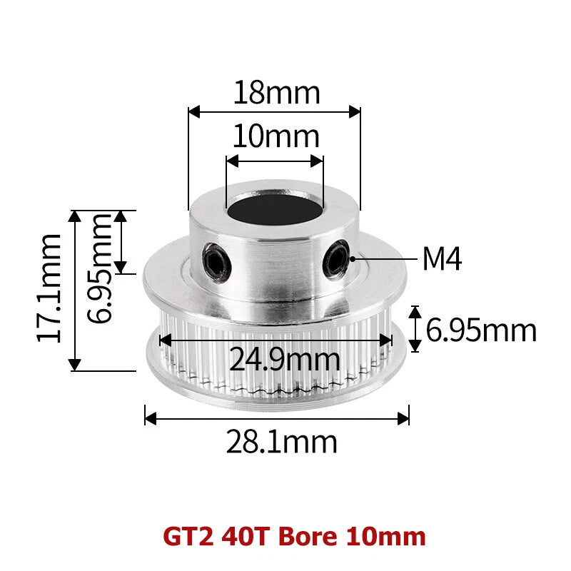 2GT 16T-40T Timing Belt Pulley Synchronous Aluminium 3D Printer Extruder Gear
