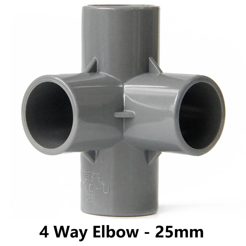 PVC 3 4 5 6-Way Elbow Connector Coupling Pipe Fittings Dia 20 25 32 40 50mm Grey